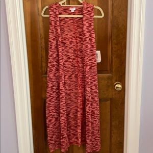 NWT LuLaRoe Joy Duster Medium Red/white/grey/black